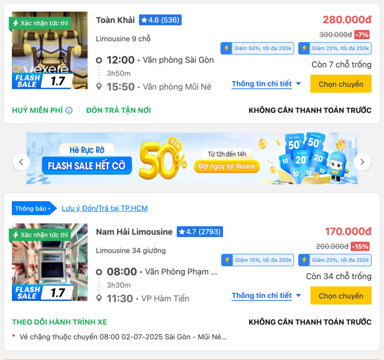 Limousine bus options from Saigon to Mui Ne with prices and departure times.
Let me know if you need a Pinterest-style caption or SEO-friendly version too!